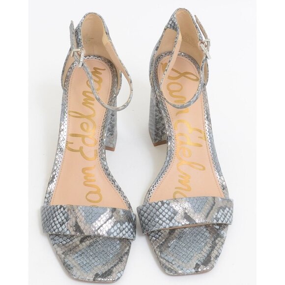 Sam Edelman Daniella Dusty Blue Snake Block Heel Sandal Anklet Open Toe Size 9.5 - Picture 7 of 9